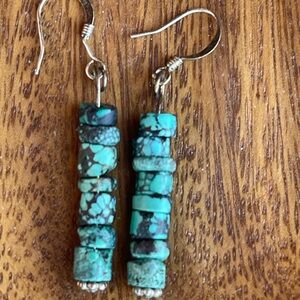 Spiderweb Turquoise Bead Earrings